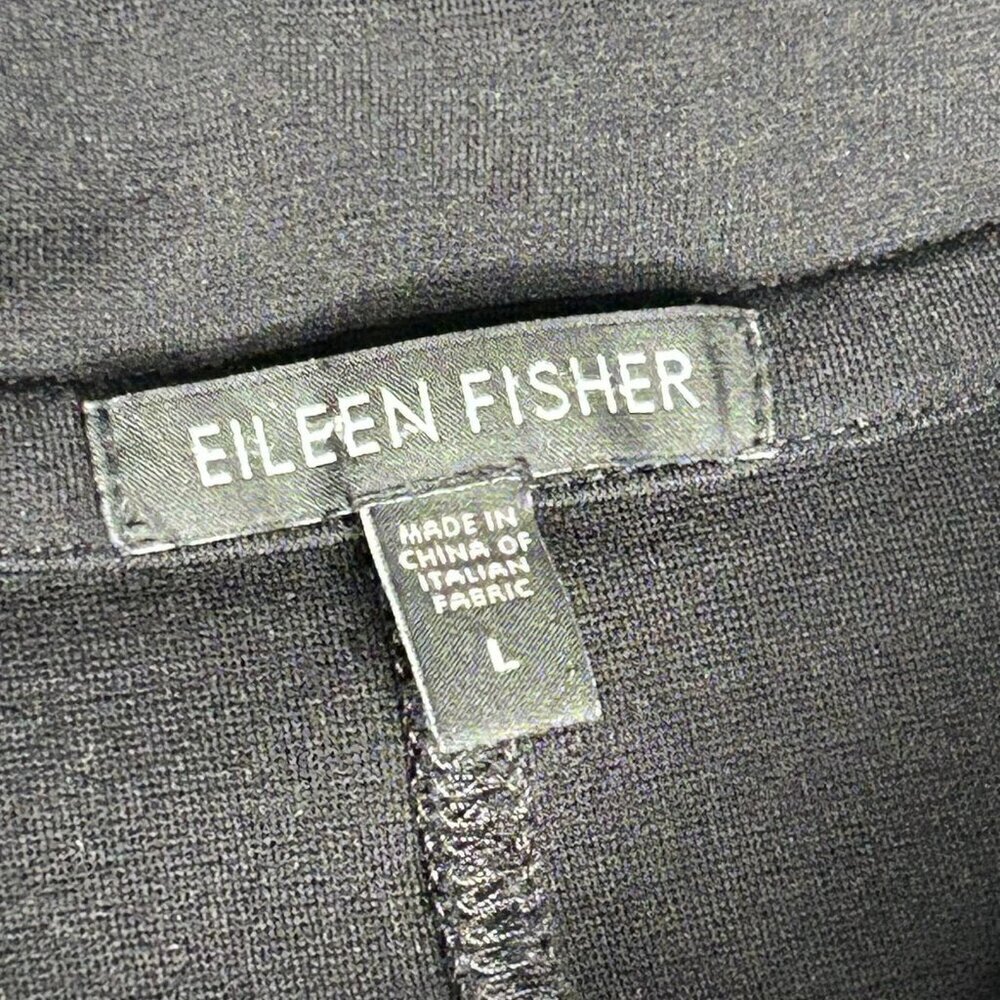 Eileen Fisher Jacket Womens L Black Asymmetrical Zip Ponte Knit Moto Italian - Picture 3 of 11